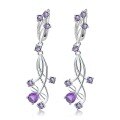 wholesale 925 Sterling Silver Natural Gemstone Earrings, High-End Design Light Luxury Jewelry Accessories Natural Amethyst Ear Studs and Drops-0-4