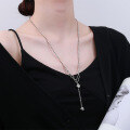 wholesale S925 Sterling Silver Korean-style Creative Dice Pendant Small Sphere Tassel Trendy Collarbone Chain Necklace-0-3