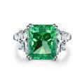 wholesale S925 Sterling Silver Muzo Green Emerald Ring with Inclusions, Pagoda Square Setting and High Carbon Zirconia-0-31