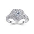 wholesale 925 Sterling Silver Cross-Border Classic Fashion Heart-Shaped Simulated Diamond Exaggerated Moissanite Ring, High-Quality Non-Fading-0-1