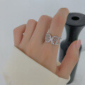 wholesale S925 Sterling Silver Exquisite Sparkling Hollow-Out Butterfly Ring Sweet Minimalist Diamond-Inlaid Retro Niche Fashion Ultra-Fairy Ring-0-5