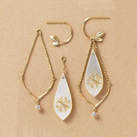 wholesale 925 Sterling Silver Leaf Shell Earrings for Women, One Pair with Tassel, Personalized White Stud Earrings-Leaf Ear Needle 925 Silver