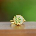wholesale 925 Silver New Chinese Style Antique Openable Index Finger Ring with Certificate, Inlaid with Palace Enamel Bamboo Leaf and Hetian Jade-0-0