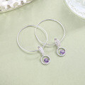 wholesale 925 Sterling Silver Set with Natural Amethyst and Blue Gemstone Exaggerated Large Round Earrings-0-3