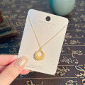 S925 Sterling Silver K Gold Pendant Necklace with Gourd and Plain Pi-0-9