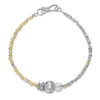 wholesale 925 Sterling Silver Yellow Crystal Spliced Chain Link Brushed Bead Bracelet for Women-DY150421-SS-WY 925 silver