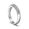 wholesale 925 Silver Korean Style Women's Ring, Fashionable and Lightly Luxurious Half-Circle with Sparkling Cubic Zirconia and Delicate Diamond Accents-0-4