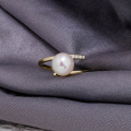 wholesale S925 Silver Vintage Minimalist Luxury Style Pearl Ring for Autumn Wholesale by Yili Jewelry Factory-0-3