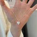 wholesale S925 Sterling Silver Natural Baroque Heart Bow Necklace, Fashion Minimalist Daily Wear Collarbone Chain for Women-0-0