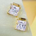 wholesale S925 Silver 8*8 Princess Cut High Carbon Diamond Stud Earrings for Women, Europe and America New Style Cross-Border Design-0-3