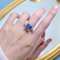 wholesale S925 Silver New Style Imported Blue-Gray 10*11 High Carbon Diamond Ring for Women,-0-3
