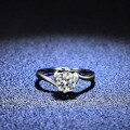 Silver D Color Moissanite Heart-Shaped Ring-0-1