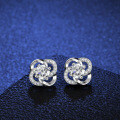 S925 Silver Four-Leaf Clover Earrings with Moissanite-0-2