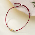 wholesale S925 Silver Fresh and Sweet Ins-Style Niche Design Exquisite Coin Coiled Red Rope Bracelet S7738-0-3
