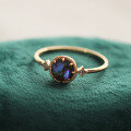 wholesale S925 Silver Plated 14K Gold with Abalone Shell and White Zircon Japanese Retro Niche Ring-0-5