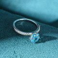 wholesale 925 Silver She Jewelry Light Sea Blue Plump Square 15ct Cushion 65*75mm High Carbon Diamond Women's Ring-0-2