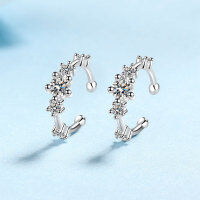 wholesale PT950 Gold Plated 925 Sterling Silver New High-End Moissanite Ear Clips, Niche Luxury Earrings for Non-Pierced Ears Wholesale-64 points 925 silver