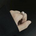 wholesale S925 Sterling Silver Wooden Fish Ring, Knock to Accumulate Merit, Creative Niche Design Ring, High-End Stress Relief Gift-0-4