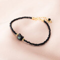 wholesale S925 silver retro minimalist cat black spinel bracelet fashionable trendy cute animal jewelry S5129-0-1