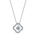 S925 Sterling Silver 50-Point Moissanite Four-Leaf Clover Pendant Necklace-0-3
