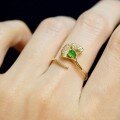 wholesale S925 Sterling Silver Red Elk Vintage Ginkgo Leaf Design Exquisite Diamond-Inlaid Ring for Women, Full Green French Minimalist Band-0-2