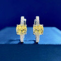 wholesale 925 Silver Zhuo Zhifan New High-Carbon Diamond Fat Square 6*6 Yellow Diamond Hoop Earrings for Women, Hot-Selling in Europe and America-0-2