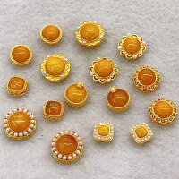 wholesale S925 silver gold-plated natural beeswax bracelet accessories DIY handmade unfinished accessories-Style: Seven small square pearls