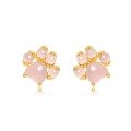 wholesale S925 Sterling Silver Plated with Natural Rose Quartz Small Fresh Cute Cat Paw Stud Earrings for Women Fashion Elegant Wholesale from Manufacturer-0-5