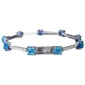 wholesale S925 Silver New Style Imported High Carbon Diamond 5*5 Aqua Ice Flower Cut Bracelet for Women, Simple and Elegant-0-4