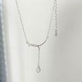 wholesale S925 Sterling Silver Drop-shaped Tassel Necklace for Women, Minimalist and Chic Summer Collarbone Chain-0-3