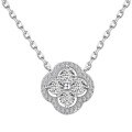 wholesale S925 Sterling Silver Korean Japanese Light Luxury Necklace for Women, Fresh and Versatile Floral Four-Leaf Clover Shell Pearl Agate Zircon Collarbone Chain-0-9