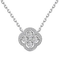 wholesale S925 Sterling Silver Korean Japanese Light Luxury Necklace for Women, Fresh and Versatile Floral Four-Leaf Clover Shell Pearl Agate Zircon Collarbone Chain-DY190700-SW-WH 925 silver