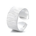 wholesale S925 Sterling Silver Trendy Cross-border INS Minimalist Line Texture Geometric Open Ring Versatile Band-0-4