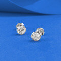 wholesale Metal: 925 Sterling Silver Plated with White Gold Style: New Small and Exquisite Single Diamond Round Stud Earrings Set with 50mm Zircon, Versatile Design-0-2