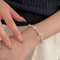 wholesale S925 Sterling Silver Hand-strung Bead Cat's Eye Round Bead Bracelet for Women, Korean New Style High-end Retro Jewelry-0-1
