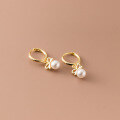 wholesale S925 Sterling Silver Small Fresh Bow Short Synthetic Pearl Ear Clasp Korean Version Minimalist Earrings M00934-0-1