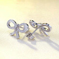 wholesale S925 Silver Bow Earrings New, Simple and Small French Minimalist Design, Niche Style Elegant Women's-0-2