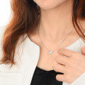 wholesale S925 Sterling Silver Moissanite Diamond Heart Pendant Collarbone Necklace, High-End Elegant Simple and Versatile Gift for Girlfriend-0-3