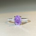 wholesale S925 Sterling Silver Ring for Women with Ice Flower Cut and Radiant Cut Purple Diamond, High-End Feel, Same as Live Stream, Best Seller for Wholesale-0-2
