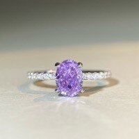 wholesale S925 Sterling Silver Ring for Women with Ice Flower Cut and Radiant Cut Purple Diamond, High-End Feel, Same as Live Stream, Best Seller for Wholesale-Purple-CBJZ476 No. 6