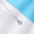 wholesale S925 Silver Korean Version Water Drop Moving Pendant Necklace for Women, Minimalist Design Collarbone Chain, Cross-Border New Arrival-0-3