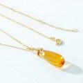 wholesale S925 silver cross-border new fashion popular synthetic citrine teardrop pendant necklace wholesale-0-4