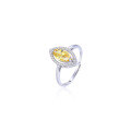 wholesale S925 Sterling Silver Citrine Ring for Women, Korean-style Fashion Minimalist Diamond-accented Open Band, Unique Design Jewelry-0-4