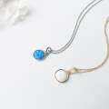 wholesale 925 Silver Versatile Round Synthetic Opal Pendant with White Fire Opal Jewelry Necklace-0-2