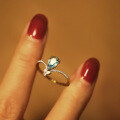 wholesale 925 Sterling Silver Aquamarine Ring for Women, Small and Unique Design, Blue Teardrop Ring, Ins Minimalist Style, New Arrival-0-1
