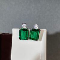 wholesale S925 Sterling Silver Rock Sugar Necklace for Women with Zircon Gemstone Colored Gem Choker Chain Emerald Cut High Carbon Diamond Pendant Set-Green Diamond-ED090 925 Silver