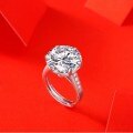 925 Silver Moissanite Ring 10 Carat Super Sparkling Luxurious Statement Jewelry-0-2