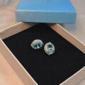 wholesale Sterling Silver Cross-border European and American Aquamarine Stud Earrings for Women, High-end Feel, Full Diamond Inlay, Niche Design, Simple and Elegant, Egg-shaped Ear Accessories-0-1