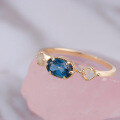 wholesale Sterling Silver Summer New Japanese Light Luxury Ring Natural London Blue Topal Opal Ring Factory Supply-0-5