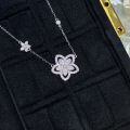 Metal Alloy Double Flower Full-Diamond Hollow Chain Necklace Direct Factory Price-0-2